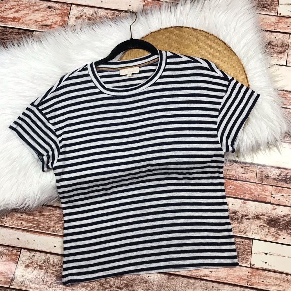 Navy and white striped tee & layered